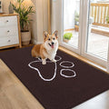 OLANLY Dog Door Mat for Muddy Paws 54x32, Paw Print Design, Absorbs Moisture and Dirt, Absorbent Non-Slip Washable Doormat, Quick Dry Chenille Mud Mat for Dogs, Entry Indoor Entryway Carpet, Brown by OLANLY