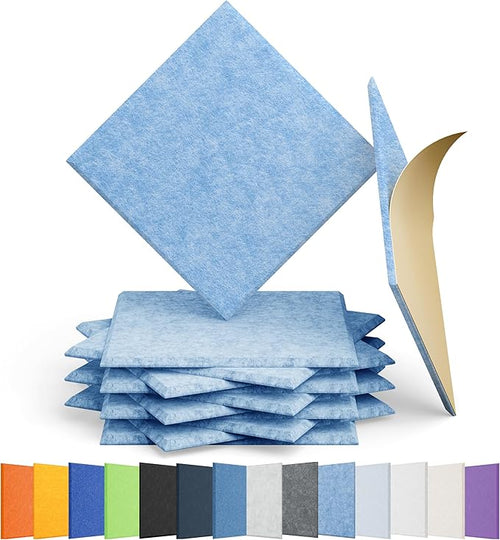 12 Pack Acoustic Panels Self Adhesive Sound Proof Foam, High Density Sound Acoustic Panel, 12X12X0.4 Inch Square Panels in Home, Office, Reccording Room, Studio,and more(Light Sky Blue) by Amantech