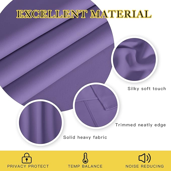 NICETOWN Door Curtain for Closet Doors 80 Inches Long 1 Panel, Blackout Doorway Curtain for Open Closet Bedroom, Room Divider Living Room for Privacy (Lilac Purple, 1 Panel, 46W x 80L) - Image 2