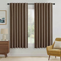 RYB HOME Coffee 100% Blackout Curtains 63 inch Long, Light Blacking & Thermal Insulated Curtains for Nursery/Bedroom/Boys'Room, Back Tab & Rod Pocket Window Treatment, W52 x L63, 2 Panels by RYBHOME