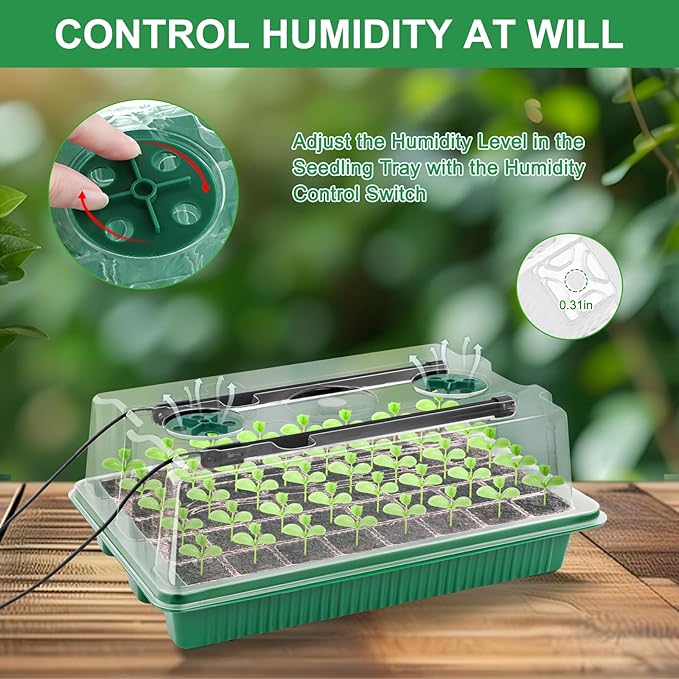 Seed Starter Tray with Timed Grow Light, 2 Pack 80 Cells Plant Starter Tray Seedling Starter Kit with Humidity Domes Base Indoor Mini Greenhouse Plant Germination Trays for Seeds Growing Starting - Image 5