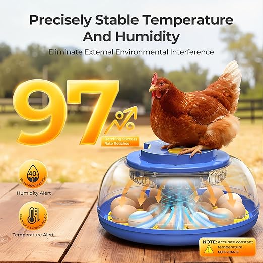 18 Egg Incubators for Hatching Eggs, 360° View with Automatic Egg Turning & Humidity Control, Built-in Egg Candler for Hatching Chicken, Duck, Goose, Quail, Ideal for Home, Classroom, Laboratory, Farm - Image 3