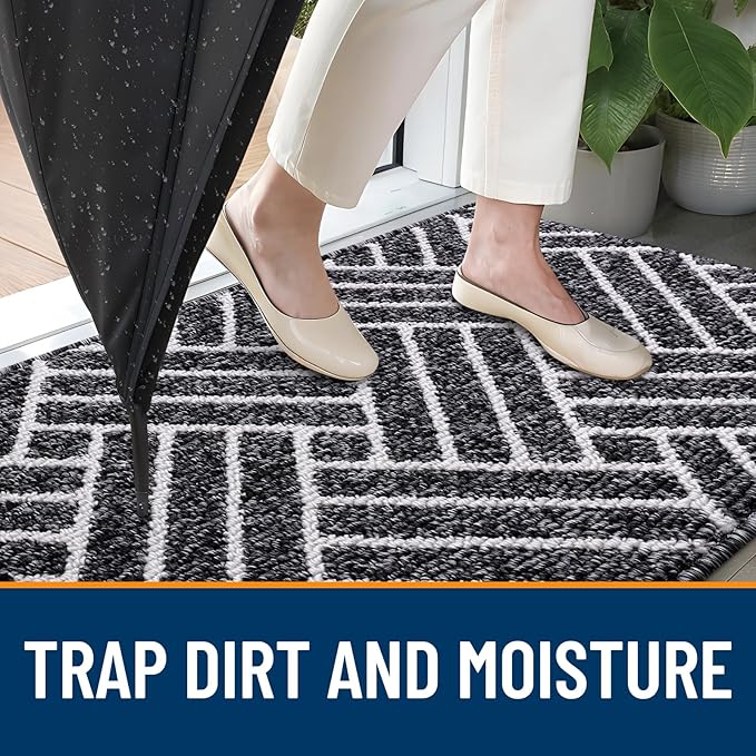 OLANLY Indoor Door Mat, 36x24 Inch, Dirt Resistant and Absorbent, Non-Slip Rubber Backing Floor Mats, Easy Clean Low-Profile Doormat for Entryway, Front Door, and Inside Entrance, Black - Image 2