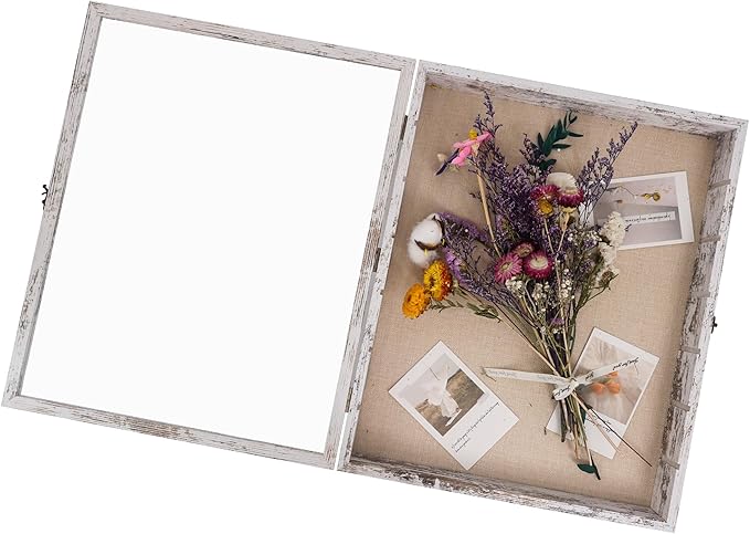Shadow Boxes Display Cases 16x20 with Removable Shelves, 2.2 Inch White Deep Shadow Box Frame for Keepsake Collectibles, Coins Military Medals Pins Wedding Flowers - Image 2
