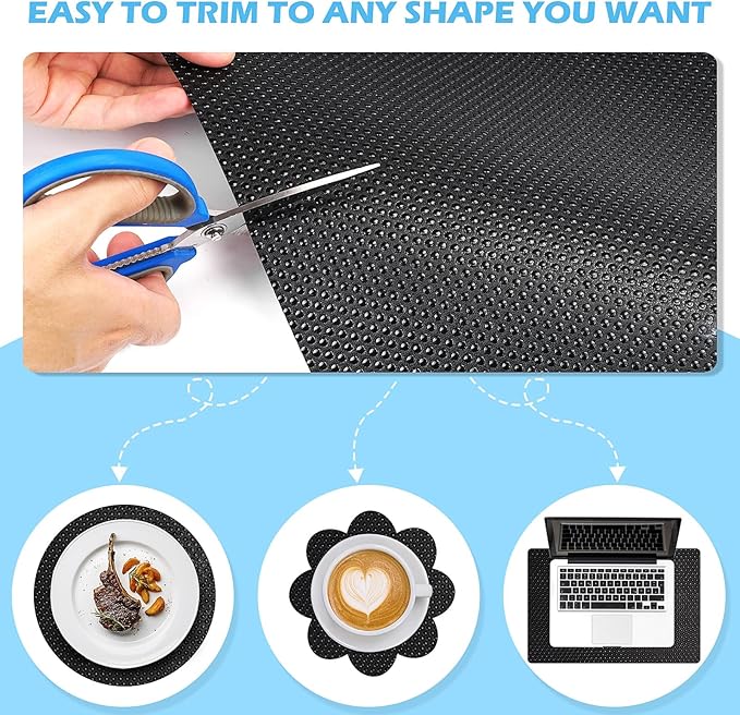 Drawer Liners, Waterproof Shelf Liner, Anti-Slip Non-Adhesive BPA Free Kitchen Cupboard Cabinet Liner Refridge Fridge Mats Sink Protector Strong Durable for Home (Black/15.7in x 20Ft) - Image 4