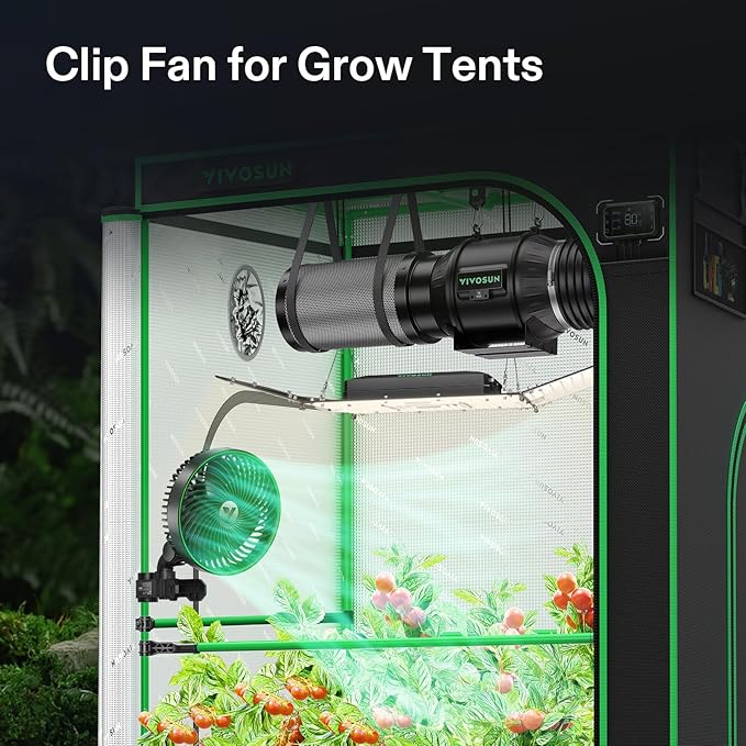 VIVOSUN AeroWave E6 Gen2, Grow Tent Clip Fan 6”, EC Motor, Smart Control, Powerful Oscillating Fan, Local Timer, Weatherproof IP54, for Hydroponics Circulation Cooling, Black - Image 2
