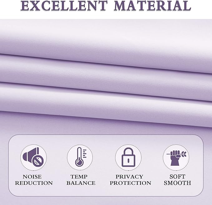 DONREN Violet Light Purple Curtains Room Darkening for Bedroom - Rod Pocket Blackout Solid Curtains for Dining Room(42 W x 72 L 2 Panels) - Image 5