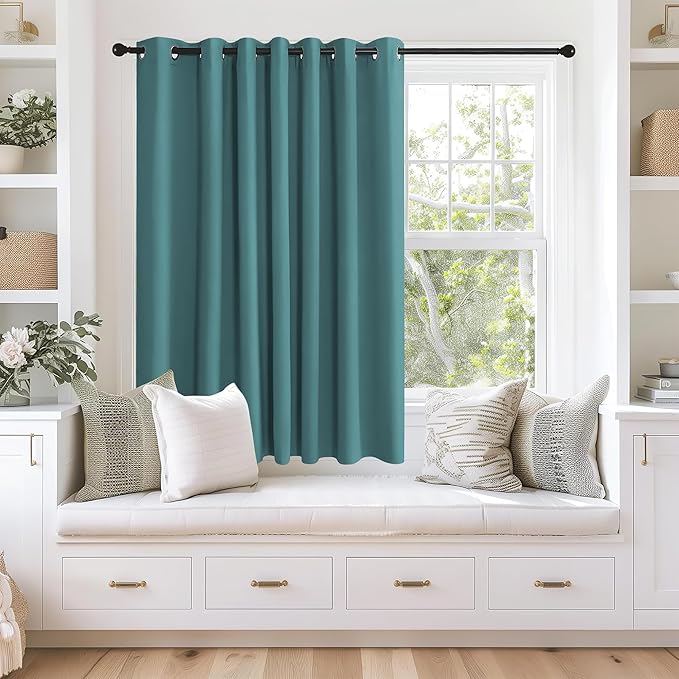 NICETOWN Blackout Curtains 63 inches Long for Living Room Bedroom, Grommet Thermal Insulated Room Divider Drape Window Treatment for Sliding Patio Door, W100 x L63, 1 Panel, Sea Teal by NICETOWN
