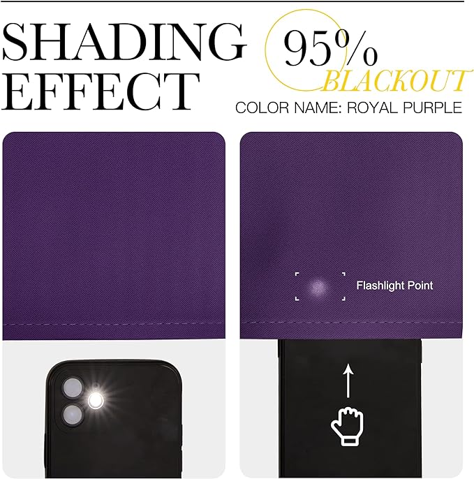 NICETOWN Room Darkening Curtains for Bedroom, Royal Purple, Set of 2 Panels, 62 x 84 Inch, Triple Weave Home Decoration Thermal Insulated Solid Drapes for Patio Door - Image 4