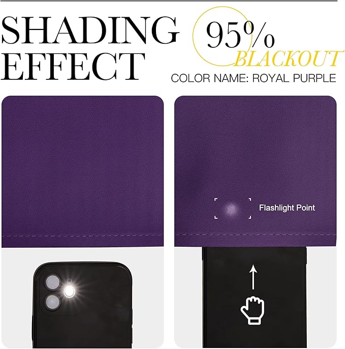 NICETOWN Blackout Window Curtain Short, 55W x 68L, Sold Individually, Royal Purple Color, Home Fashion Thermal Insulated Room Darkening Drapery for Bedroom - Image 5