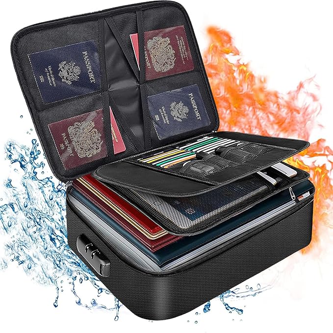 Fireproof Document Bag with Lock - Important Document Organizer, Box Storage Case with Water-Resistant, Moving Boxes for Home Office Travel, Portable Filing Organizer for Important File by KeepingYourMealsWarm