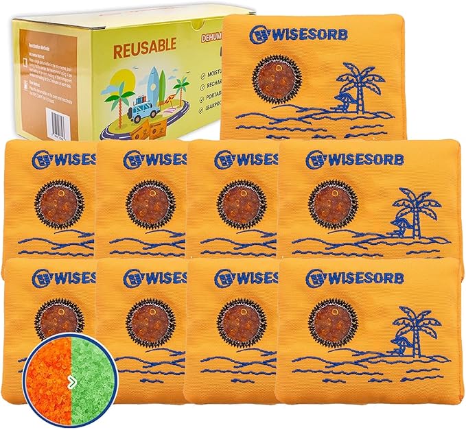 100gx80pcs Rechargeable Desiccant Packs for Storage, Color Indicating Silica Gel Packets Moisture Absorbers with Visible Window, Reusable Dehumidifier Bags for Gun Safe Closet Basement Car by Wisesorb