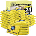 24Pack(100g Each) Rechargeable Silica Gel Desiccant Packets,Color Indicating Desiccant Packs for Storage,Moisture Absorbers for Storage Bins,Suitcase,Safes,3D Filaments,Wet Zones and Cars by Unknown