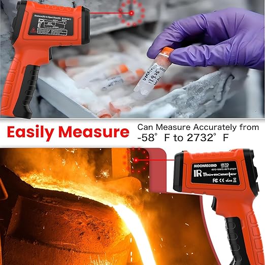 Infrared Thermometer Gun -58°F to 2732°F, 50:1 Non-Contact Laser Temperature Gun for Cooking, Pizza Oven, Reptile, Griddle, Digital Heat Gun for HVAC and Industrial Use - Image 6