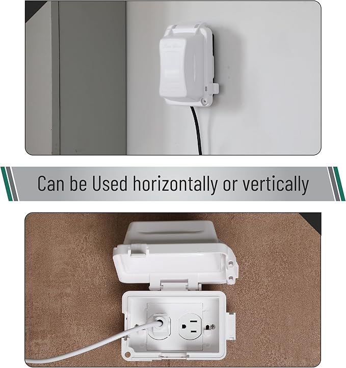 Bates Choice Weatherproof Electrical Outlet Cover, 1-Gang, White Plastic Outdoor Outlet Cover, Plug-In, 120 Volts AC, Compatible with All Devices - Image 7