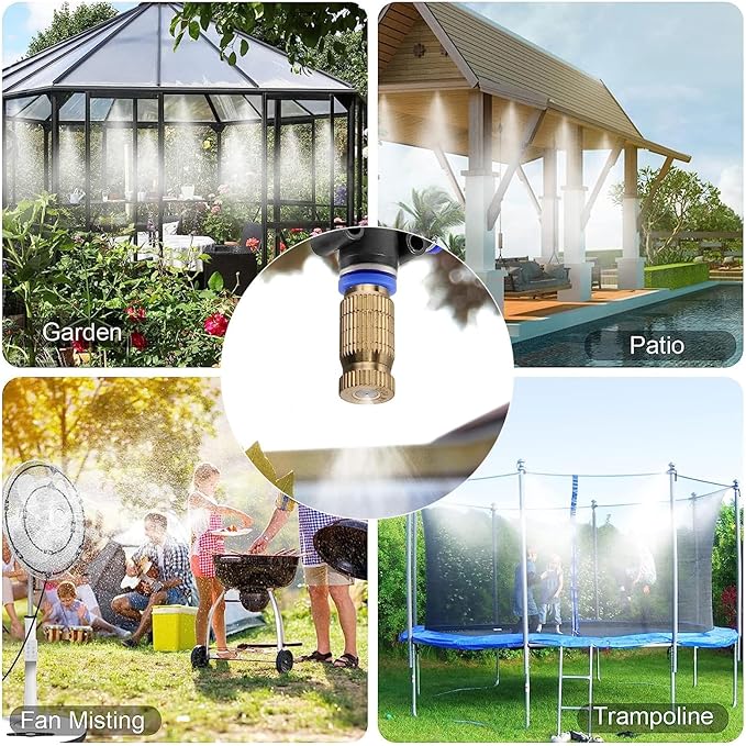 20pcs High Pressure Atomizer Nozzle Brass Misting Nozzles for Outdoor Cooling System, Landscaping, Greenhouse Irrigation, Air Humidification, Anti-Drip Fogging Spray Head(0.02"/0.5mm) - Image 7