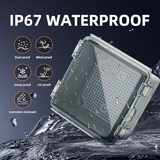 Joinfworld 6x6x4 Outdoor Electrical Box Weatherproof Junction Box Plastic Clear Waterproof Box Enclosure Nema 4 for Electronics Project WiFi Timer Conduit Marine Outside - Image 2