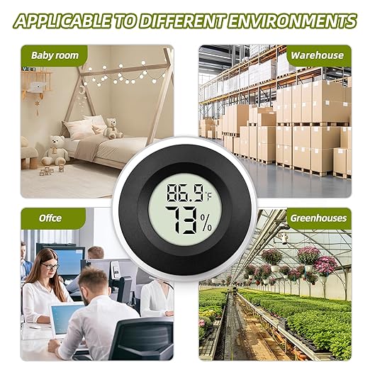 Digital Thermometer and Hygrometer with Moisture Meter – Humidity and Temperature Monitor for Indoor/Outdoor Use, Ideal for Reptile Habitats, Greenhouses, Terrariums – Fahrenheit (℉) / Celsius (℃) - Image 6