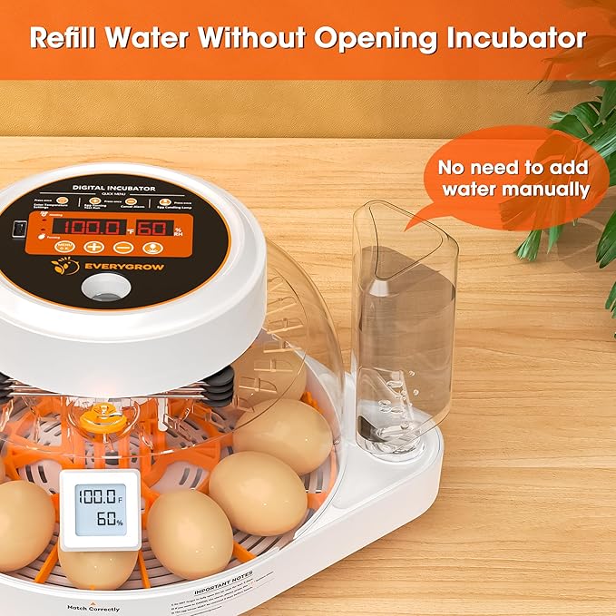 Incubators for Hatching Eggs, 12 Eggs Smart Incubator with Automatic Egg Turning and Humidity Control, Automatic Water Adding for Hatching Chicken, Duck,Quail Goose [2025 Upgrade] - Image 3