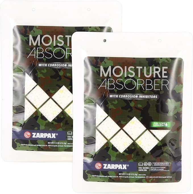 Moisture Absorbers For Gun Safe 7.5 oz/212g - Gun Safe Dehumidifier Prevents Corrosion - Protects Gun & Gear - Desiccant Dehumidifier Removes Excess Moisture - Set of 2 by Zarpax