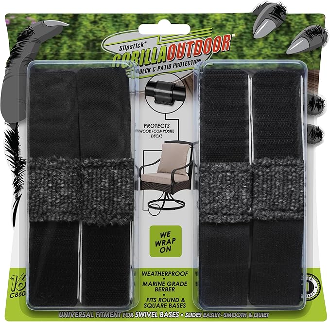 GorillaOutdoor Sled Base Chair Floor Protectors/Wrap Around Berber for Furniture with Tubular Legs and Bases (16 Pack) Wrap on Furniture Pads for Outdoor or Indoor Use Don't Scratch Your Deck by Slipstick