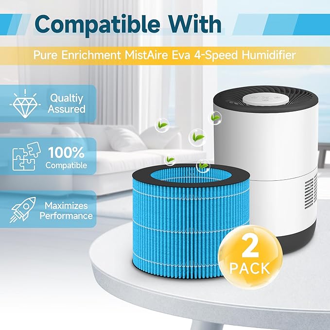 2 Pack MistAire Eva Replacement Filter Compatible with Pure Enrichment MistAire Eva - Mist-Free Evaporative Humidifier (2.8L) (Model: PEHUMEVA) - Image 3