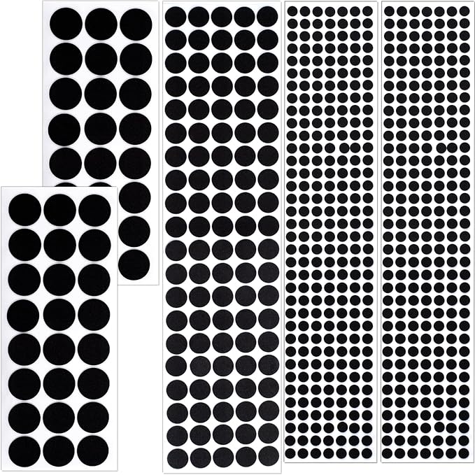 456 Pcs Small Felt Furniture Pads, Self-Adhesive EVA Foam Dot Circles, Round Felt Furniture Stickers for Desks Drawers Vases Photo Frames Cabinets Doors-Black (0.39'', 0.78'', 1.18'') by Unknown