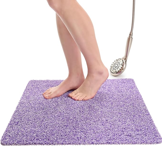 Enkosi Loofah Shower Mat Non-Slip - Anti-Slip Bath Mat for Inside Showers, Tub, Bathtub, Bathroom - Quick Dry PVC with Drain Holes - Cushioned Safety Grip - Secure for Kids and Elderly (Purple 24x24) by ENKOSI