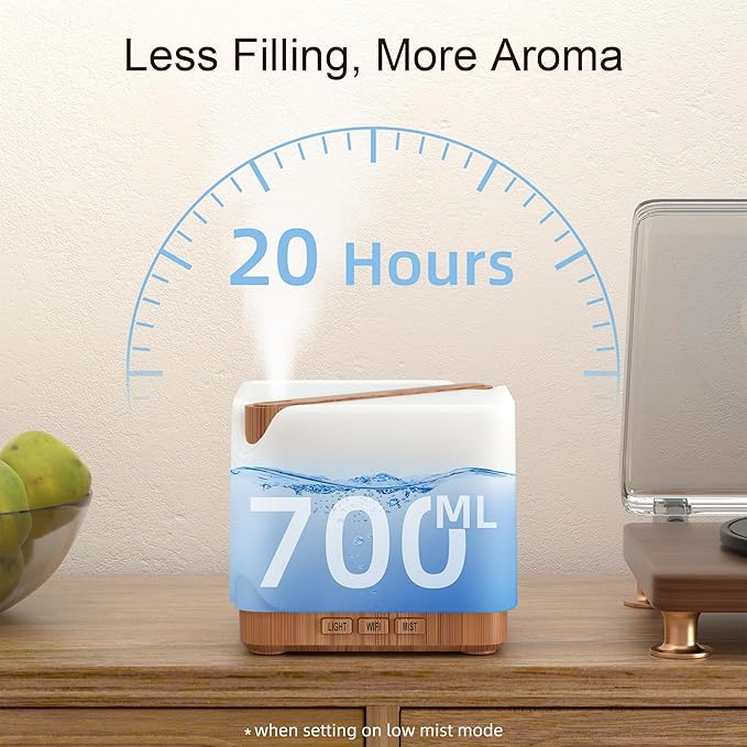 ASAKUKI Smart WiFi Essential Oil Diffuser, Large 700 ml Cool Mist Humidifier, Easy Connect with Alexa and Google Home, Phone App & Voice Control, Customized Schedule Timers and LED Light - Image 8