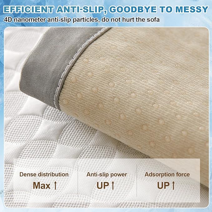OTOB Cooling Dog Couch Cover Ice Silk Fiber, Non Slip Washable Sofa Slipcovers Mat, Soft Couch Cover Cooling Mat, Durable Pet Friendly Furniture Protector All Seasons (Cream, 28"*59") - Image 7