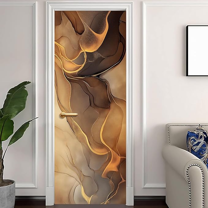3D Door Decals Stickers, Peel Stick Wall Murals Vinyl Wallpaper Self-Adhesive Mural Door Covers Decorative for Furniture Home Decor Wrinkle-Resistant Waterproof - Image 2