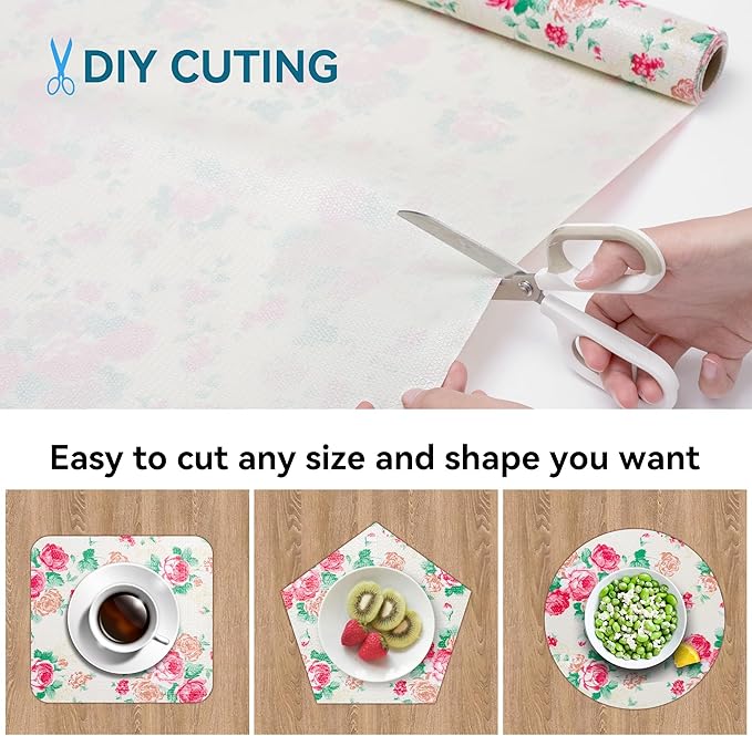 12" W x 60" L Floral Drawer and Shelf Liner for Cabinets, Non-Adhesive Strong Grip Non-Slip Flower Shelf Cabinet Kitchen Shelf Liners for Kitchen Cabinets - Image 4