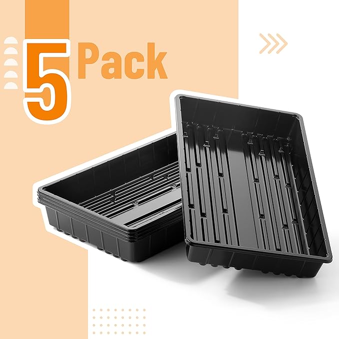 Mr. Pen- Plastic Growing Trays, 5Pack, Black, 17x10, Plant Tray, Seed Tray, Seedling Tray, Propagation Tray, Plant Trays for Seedlings, Planting Trays, Microgreens Growing Trays, Seedling Starter Tray - Image 2