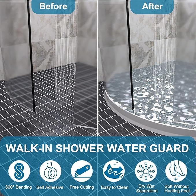 Collapsible Shower Threshold Water Dam, 2025 Upgraded 67'' Shower Water Stopper 3''H Seal Waterproof Shower Guards to Keep Water in Shower, Self Adhesive Water Barrier for Sink Bathroom Kitchen - Image 3