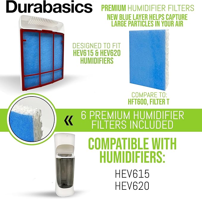 Durabasics Filter Replacements for Honeywell Filter humidifier Filter T, 6 Pack, Compatible with HFT600 Honeywell Humidifier Filter, HEV615 & HEV620, Filter HFT600 & Filter T - Image 4