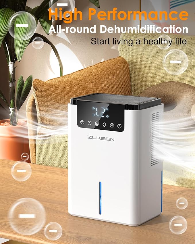 Dehumidifier,75 OZ Quiet Dehumidifier for Home Bedroom Bathroom RV Closet with Timer,Auto Shut Off,Sleep Mode,7 Colors LED Light (2200ML) - Image 2