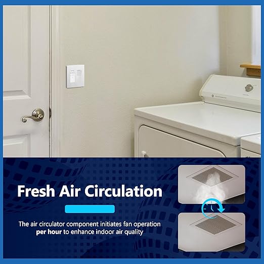 LIDER No Neutral Wire Required Humidity Sensor Switch, Automatic Humidity Detection, Air Circulator, Bathroom Fan Automated Control, Adjustable Timing, 1-Pole, UL Listed, White, Wall Plate Included - Image 5