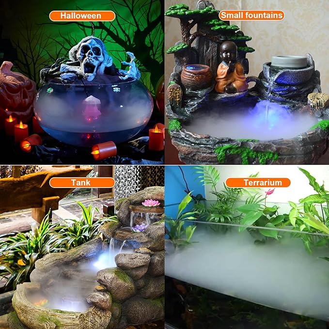 FITNATE Mist Maker, 12 LED Mister Fogger Water Fountain Pond Fog Machine Atomizer Air Humidifier, ultrasonic Mist fogger with Splash Guard, Perfect for Halloween and Other Holidays - Image 8