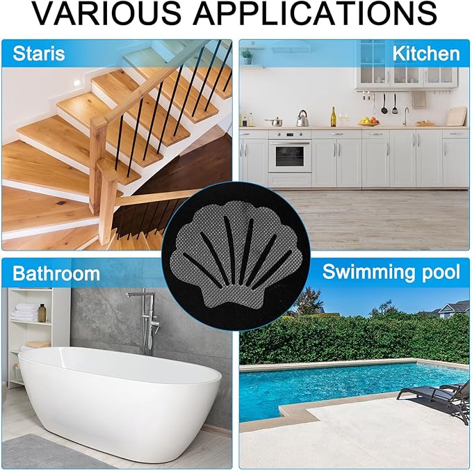 PATIKIL 12 Pcs Non Slip Bathtub Stickers, Anti Slip Shower Stickers Bathroom Shower Floor Decals Sea Shell Shape Cute Treads Tubs, Transparent - Image 5
