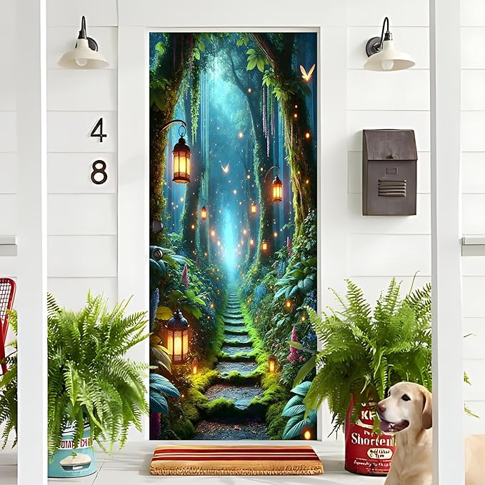 3D Door Stickers, Peel and Stick Vinyl Wallpaper ，Self-Adhesive Mural for Home Decor 30.3" W x 78.7" H (Forest Path, 30.3" W x 78.7" H) - Image 4