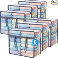Budding Joy 6 Pack Clear Zippered Storage Bags for Clothes,40L Closet Organizers and Storage Containers Vinyl Moving Bag for Bedding, Linen, Blankets, Comforters, Clothing & Toys, Grey by BuddingJoy-BuildaJoyfulLifeforYou