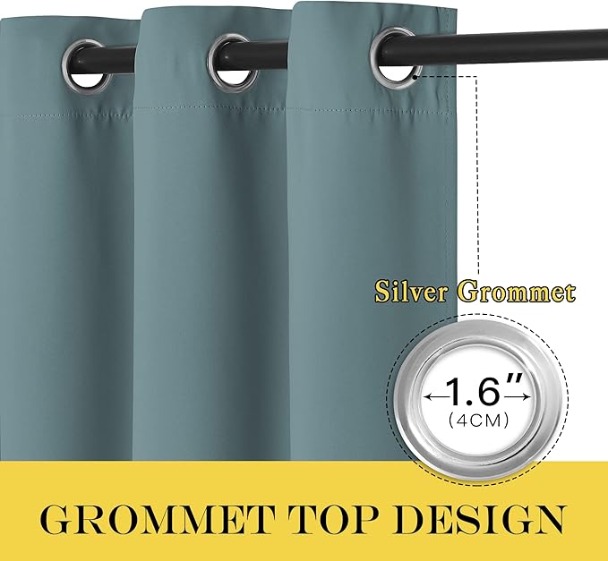 NICETOWN Blackout Curtains & Drapes - Privacy Thermal Efficiency Backdrop Curtains for Bedroom Room Divider Living Room Patio Sliding Glass Door, Wide 80 x Long 144 inch, Greyish Blue, 1 Panel - Image 5