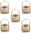 IGH Set Of 1 Wholesale Lot IndiaGiftHub Dry Fruit Jar with Golden Net Basket 4 inch with Lid, Return Gifts, Serving Bowls/Jars for Parties, Wedding Gifts by IndiaGiftHub