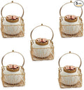 Set of 5 Wholesale Lot Dry Fruit Jar with Golden Net Basket and Lid 4 Inch, Return Gifts, Serving Bowls/Jars for Parties, Wedding Gifts by IndiaGiftHub