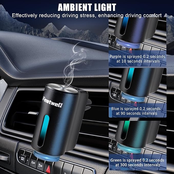 FeatWell Car Aromatherapy/Fragrance car Air fresheners/Humidifier Essential Oil Diffuser for Vehicle (Black) - Image 5