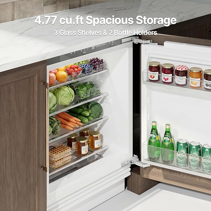 Ca'Lefort Undercounter Panel Ready Fridge,Built-in Full Freshness Panel-Ready Fridge, Perfect for Modern Kitchens, 3 Freezer Spaces, 4.77 cu.ft (Panel Not Included) - Image 5