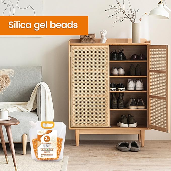 Silica Gel Desiccant Beads – Reusable Desiccant Bulk 3mm Beads for 3D Filament, Electronics, Cameras, Jewelry, and Safes (Orange White MIX, 2 LBS) - Image 2