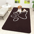 OLANLY Dog Door Mat for Muddy Paws 59x32, Paw Print Design, Absorbs Moisture and Dirt, Absorbent Non-Slip Washable Doormat, Quick Dry Chenille Mud Mat for Dogs, Entry Indoor Entryway Carpet, Brown by OLANLY