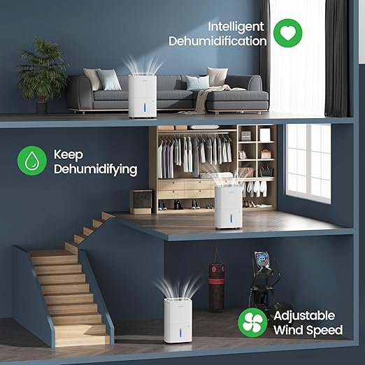 Waykar 120 Pints 2025 Energy Star Home Dehumidifier for Spaces up to 6,000 Sq. Ft, Ideal for Basement, Bathroom and Large Room with Drain Hose, Portable, Auto Defrost and Self-Drying - Image 5