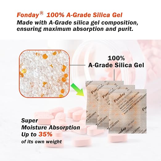 5g x 120 packs Fonday Rechargeable Silica Gel Desiccant Packets Food Grade Fast Reactivate Desiccant Bags Moisture Indicating Orange to Green - Image 4